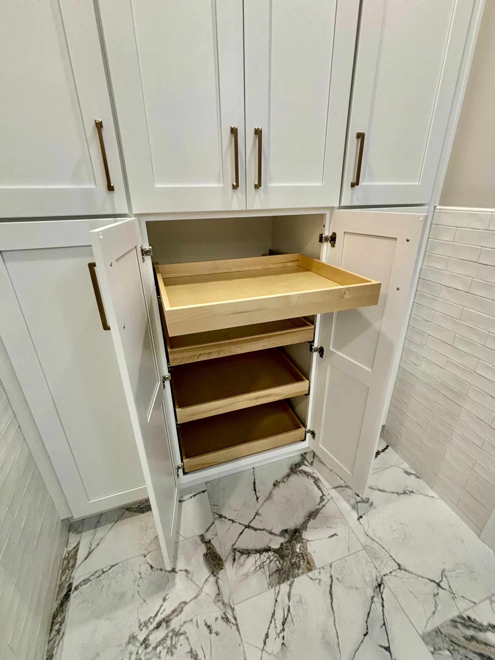Custom cabinet with pull-out shelves